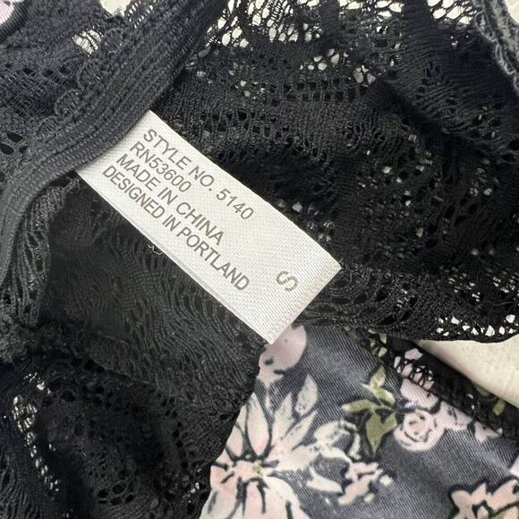 Teri Lingerie Floral Print Lace Back Cheeky Panty Womens Small - Picture 3 of 5